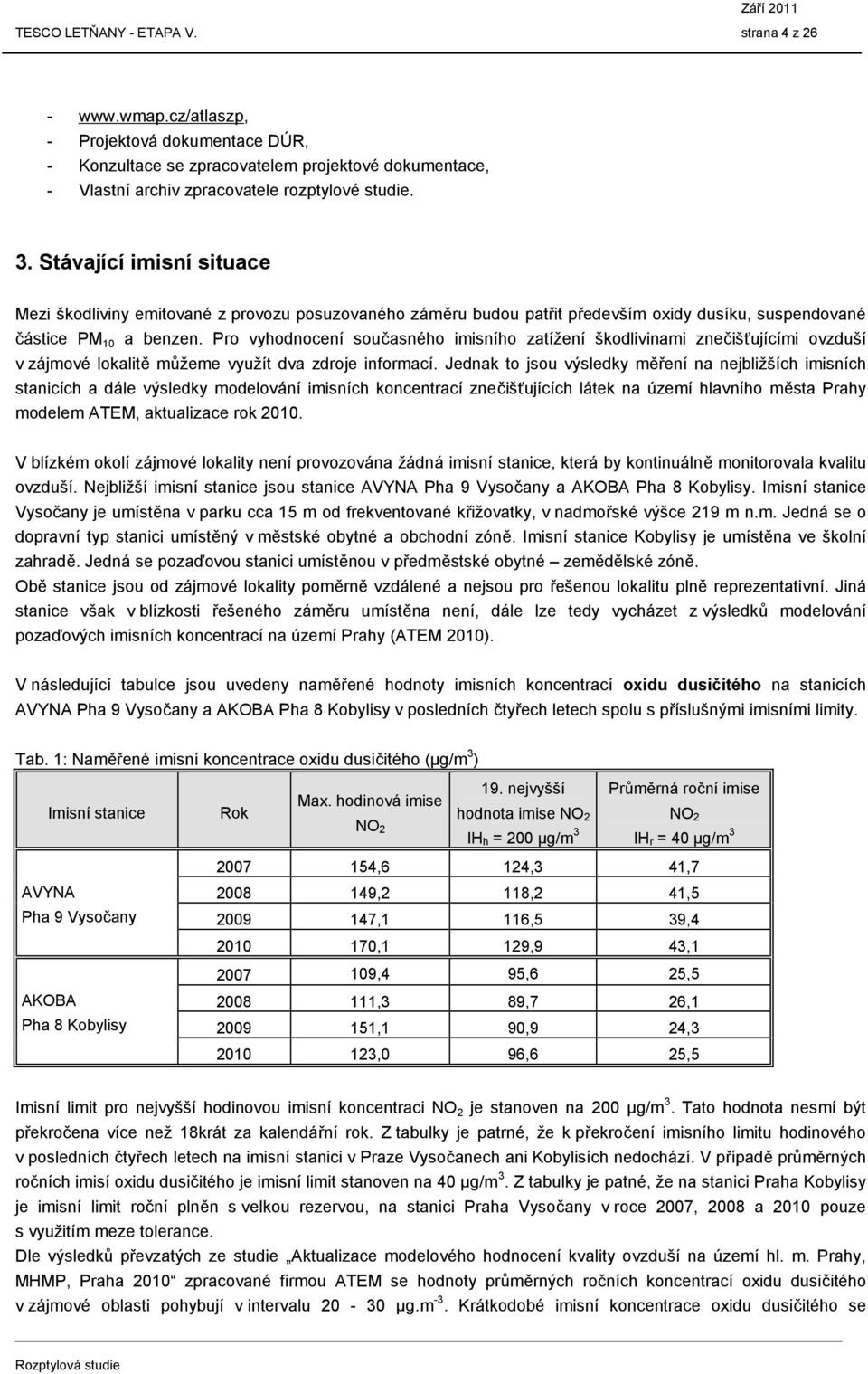 Pro vyhodnocení současného imisního zatížení škodlivinami znečišťujícími ovzduší v zájmové lokalitě můžeme využít dva zdroje informací.