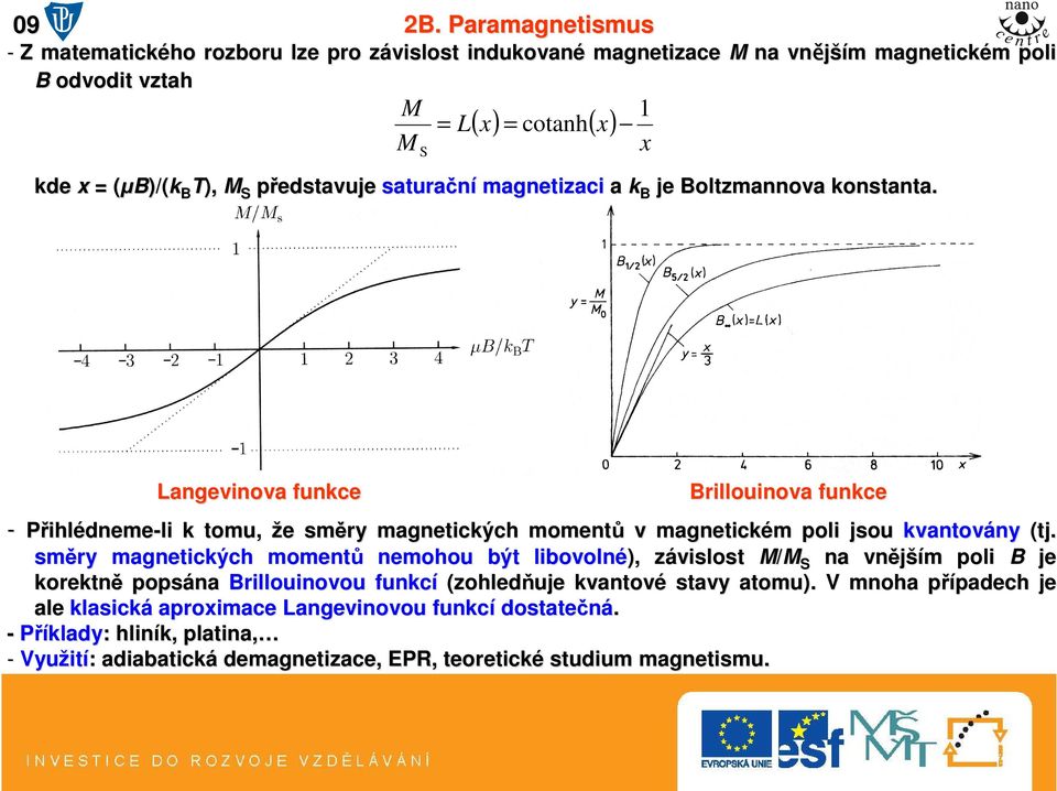 T), M S představuje saturační magnetizaci a k B je Boltzmannova konstanta.
