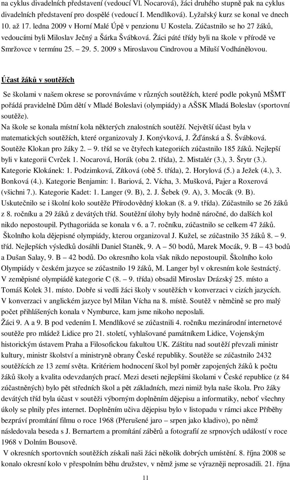 2009 s Miroslavou Cindrovou a Miluší Vodhánělovou.