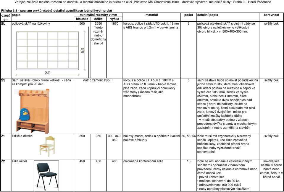 2550 1670 korpus, police i záda LTD buk tl. 1mm 6 policová otevřená skříň s plnými zády se *tento rozměr nutno doměřit na stavbě s ABS hranou o tl.