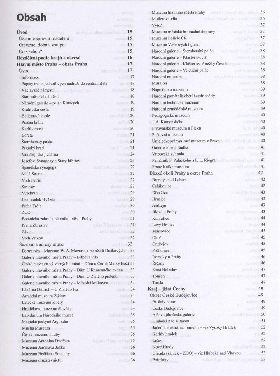 Staroměstské náměstí 18 Národní galerie - palác Kinských 19 Královská cesta 19 Betlémská kaple 20 Prašná brána 20 Karlův most 20 Loreta 21 Šternberský palác 21 Pražský hrad 21 Valdštejnská jízdárna