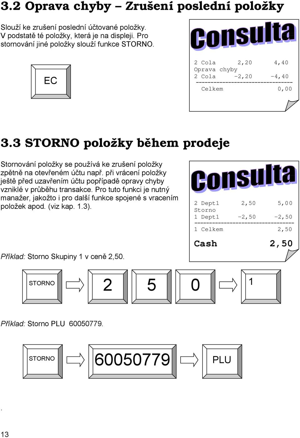 3 STORNO položky během prodeje Stornová ní položky se používá ke zrušení položky zpě tně na otevřené m účtu např.