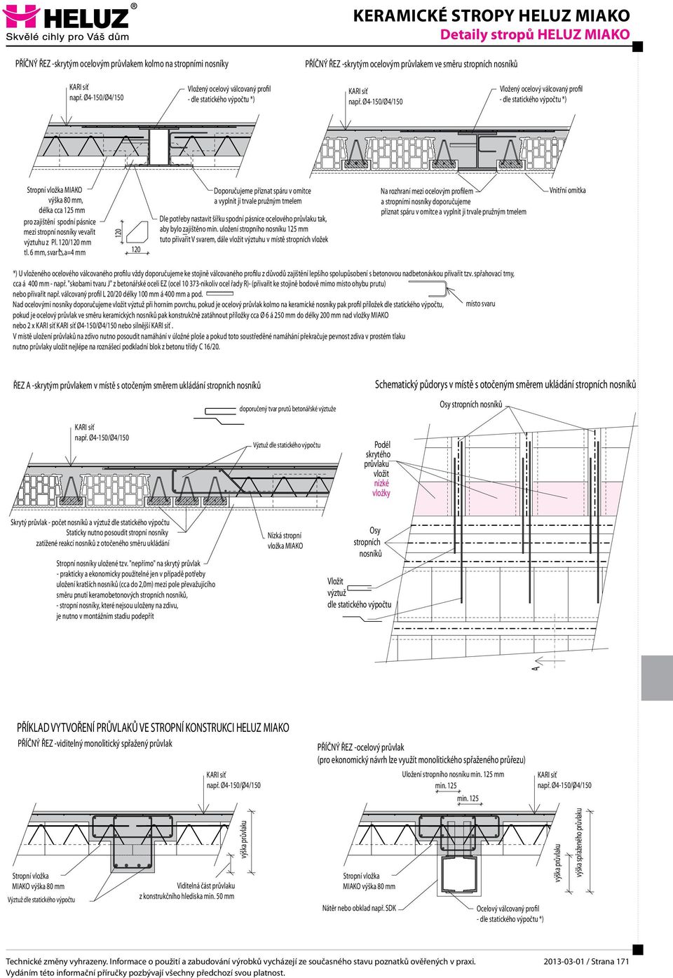 Ø4-150/Ø4/150 Vložený ocelový válcovaný profil - dle statického výpočtu *) Stropní vložka MIAKO výška mm, délka cca mm pro zajištění spodní pásnice mezi stropní nosníky vevařit výztuhu z Pl.