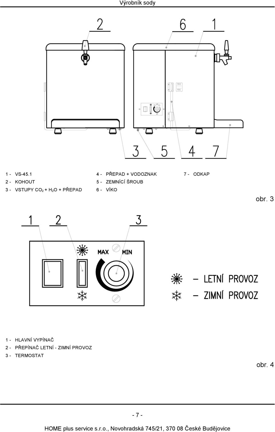 ZEMNÍCÍ ŠROUB 3 - VSTUPY CO 2 + H 2 O + PŘEPAD 6