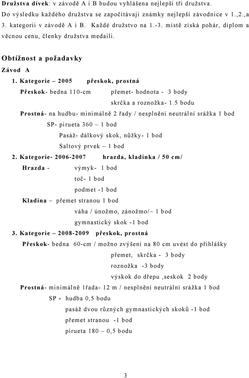 Kategorie 2005 přeskok, prostná Přeskok- bedna 110-cm přemet- hodnota - 3 body skrčka a roznožka- 1.