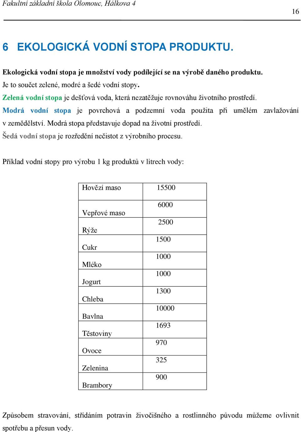 Modrá stopa představuje dopad na životní prostředí. Šedá vodní stopa je rozředění nečistot z výrobního procesu.