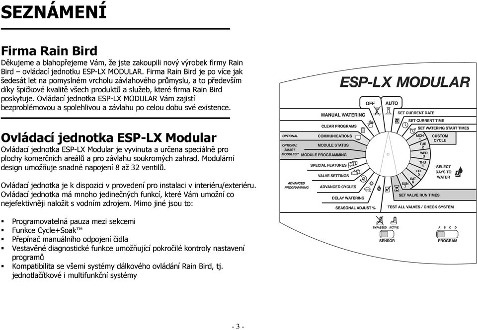 Ovládací jednotka ESP-LX MODULAR Vám zajistí bezproblémovou a spolehlivou a závlahu po celou dobu své existence.