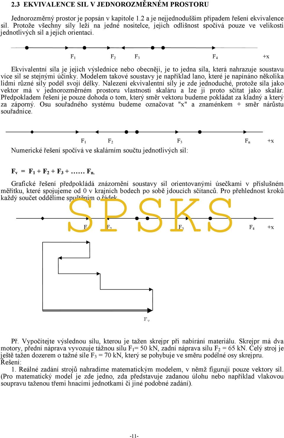F 1 F 2 F 3 F 4 +x Ekvivalentní síla je jejich výslednice nebo obecněji, je to jedna síla, která nahrazuje soustavu více sil se stejnými účinky.