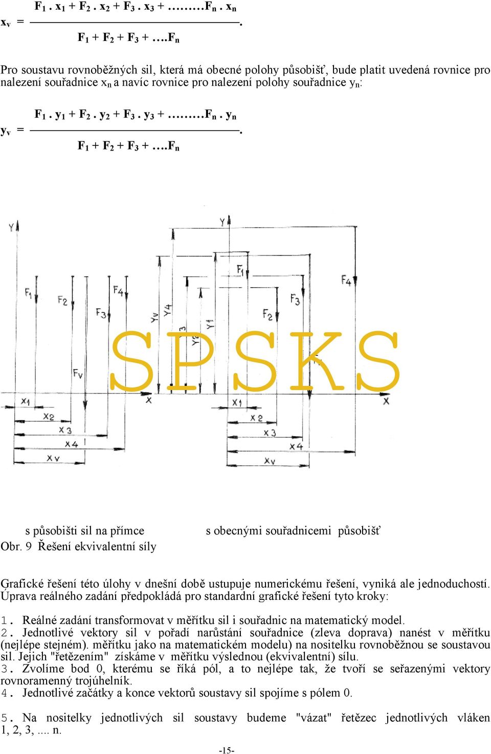 y 2 + F 3. y 3 + F n. y n y v =. F 1 + F 2 + F 3 +.F n s působišti sil na přímce Obr.