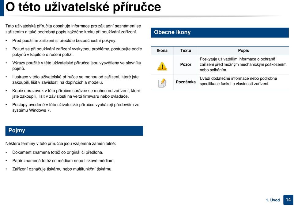 Výrazy použité v této uživatelské příručce jsou vysvětleny ve slovníku pojmů.