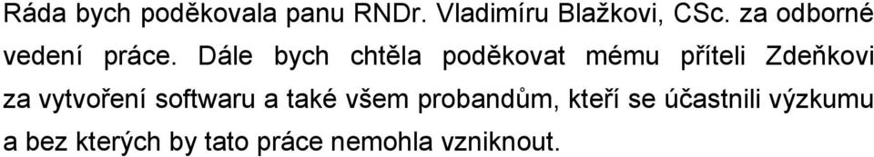 Dále bych chtěla poděkovat mému příteli Zdeňkovi za vytvoření