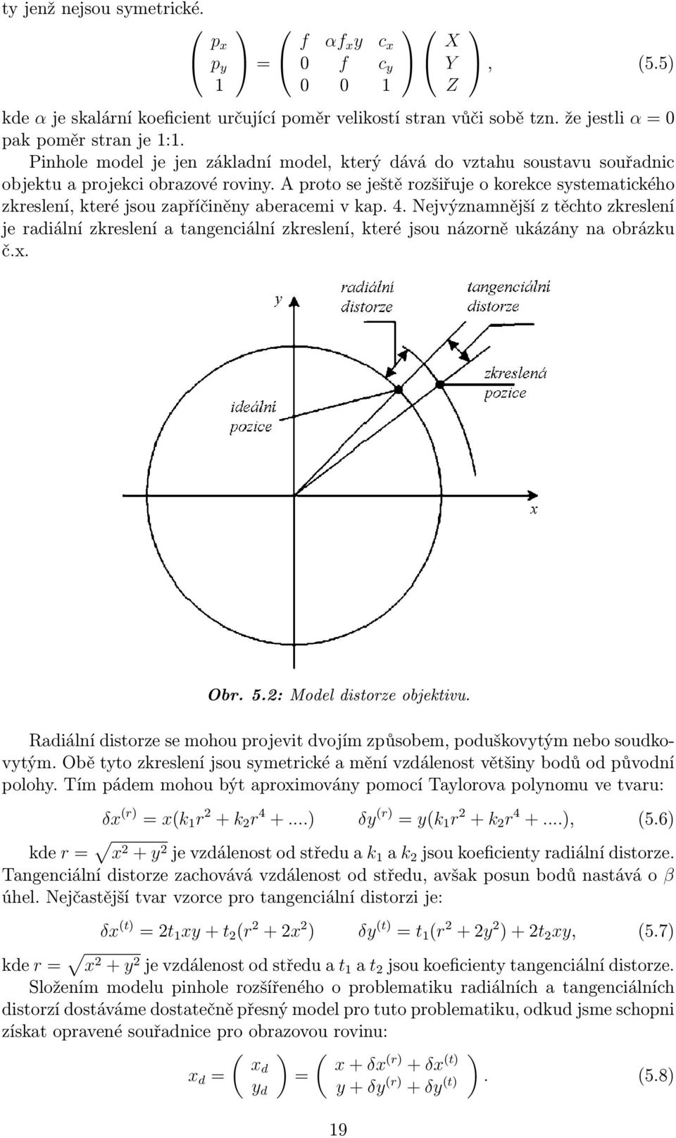 A proto se ještě rozšiřuje o korekce systematického zkreslení, které jsou zapříčiněny aberacemi v kap. 4.