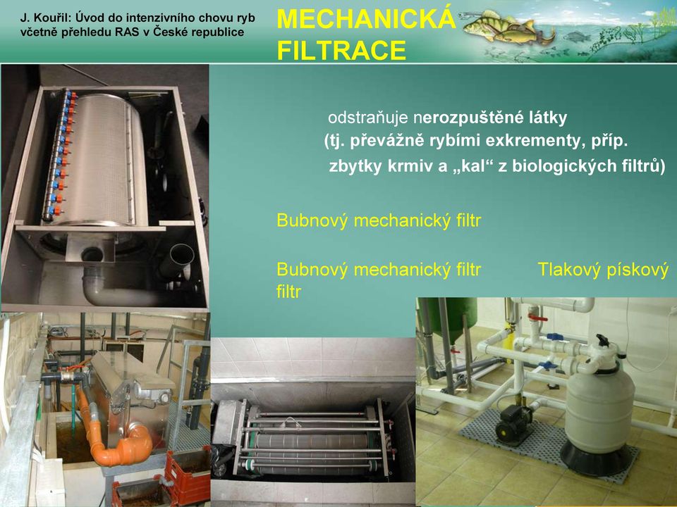 zbytky krmiv a kal z biologických filtrů) Bubnový