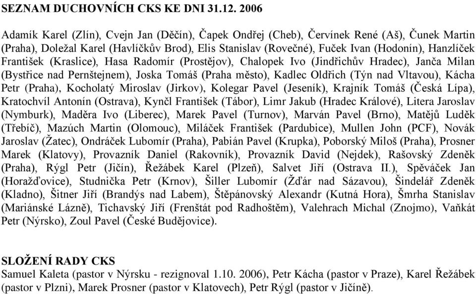 František (Kraslice), Hasa Radomír (Prostějov), Chalopek Ivo (Jindřichův Hradec), Janča Milan (Bystřice nad Pernštejnem), Joska Tomáš (Praha město), Kadlec Oldřich (Týn nad Vltavou), Kácha Petr