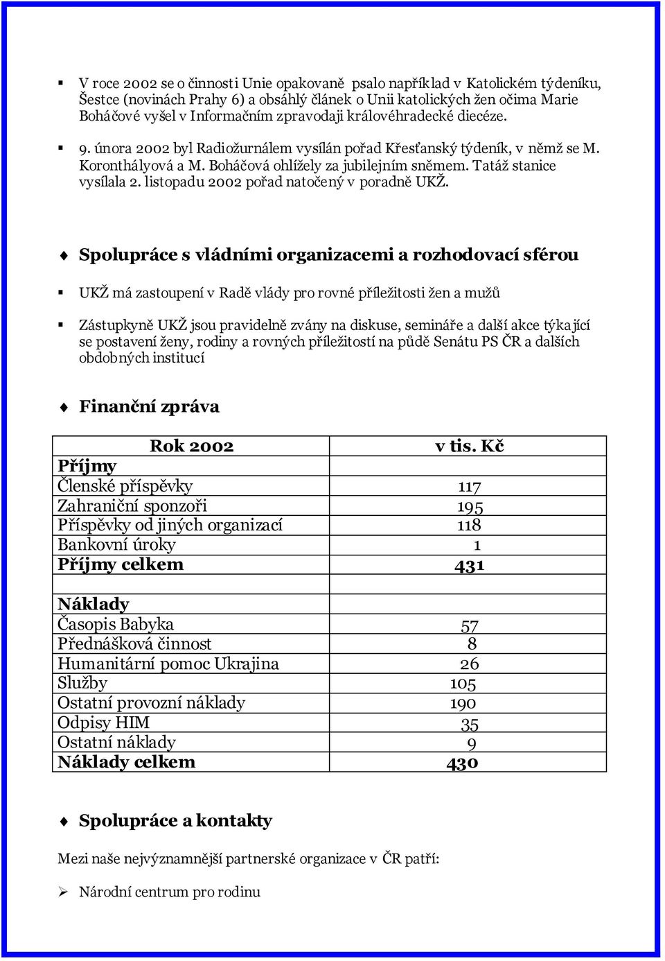 listopadu 2002 pořad natočený v poradně UKŢ.