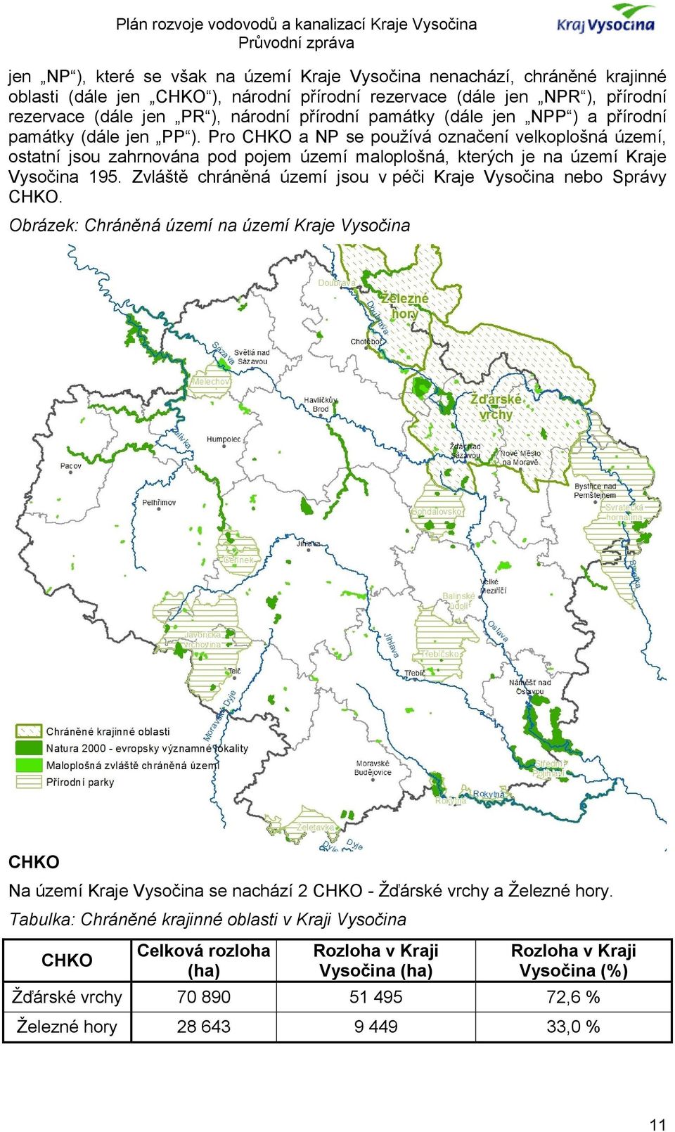 Pro CHKO a NP se používá označení velkoplošná území, ostatní jsou zahrnována pod pojem území maloplošná, kterých je na území Kraje Vysočina 195.