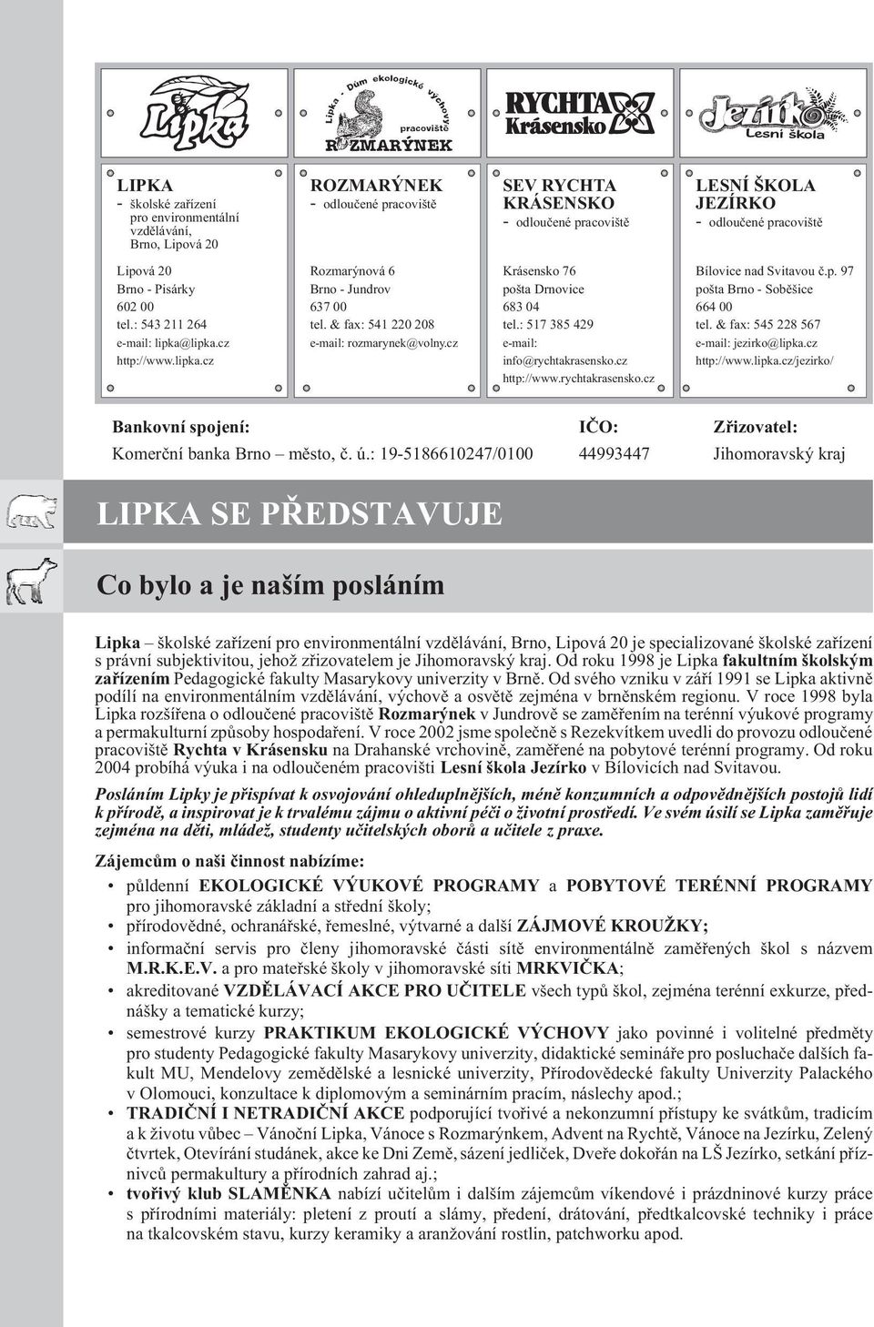 cz Krásensko 76 pošta Drnovice 683 04 tel.: 517 385 429 e-mail: info@rychtakrasensko.cz http://www.rychtakrasensko.cz Bílovice nad Svitavou è.p. 97 pošta Brno - Sobìšice 664 00 tel.