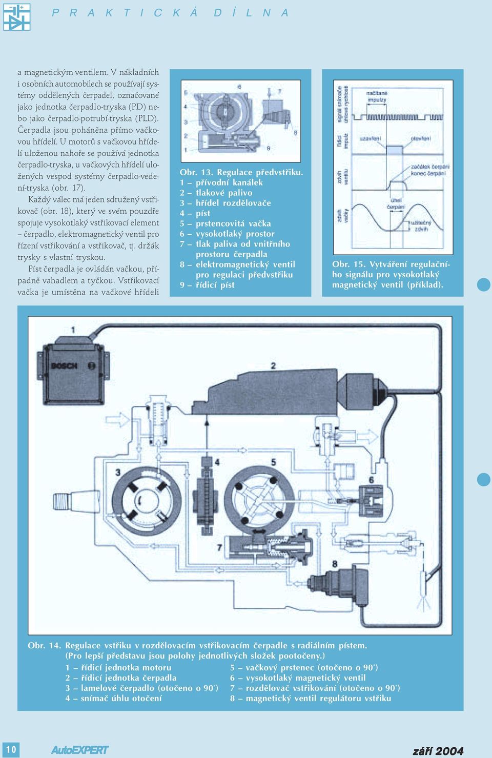 U motorů s vačkovou hřídelí uloženou nahoře se používá jednotka čerpadlo-tryska, u vačkových hřídelí uložených vespod systémy čerpadlo-vedení-tryska (obr. 17).