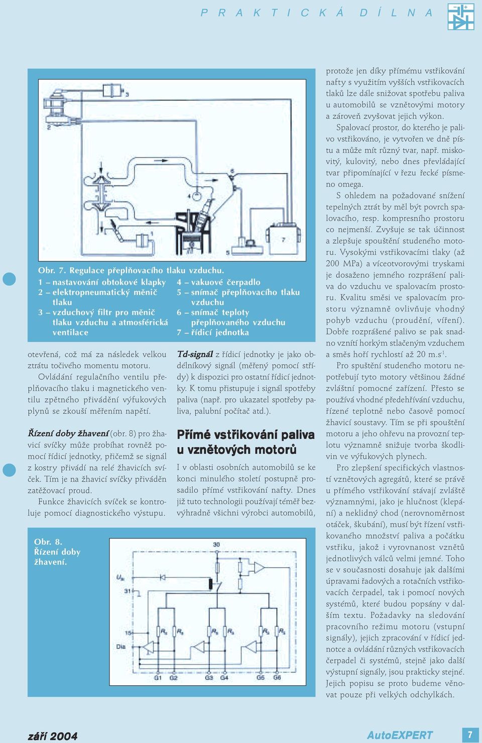 Ovládání regulačního ventilu přeplňovacího tlaku i magnetického ventilu zpětného přivádění výfukových plynů se zkouší měřením napětí. Řízení ení doby y žhavení ení (obr.
