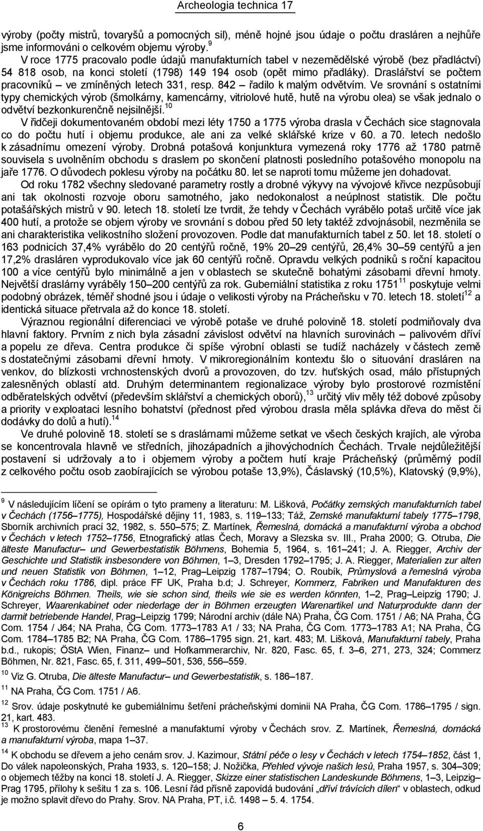 Draslářství se počtem pracovníků ve zmíněných letech 331, resp. 842 řadilo k malým odvětvím.