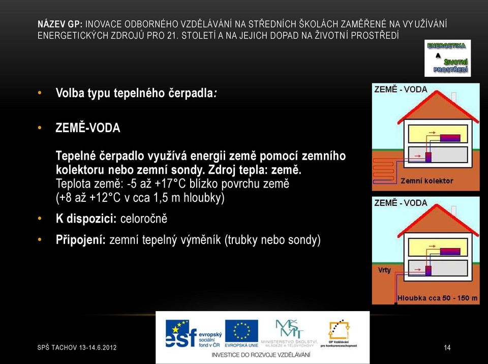 Teplota země: -5 až +17 C blízko povrchu země (+8 až +12 C v cca 1,5 m hloubky)