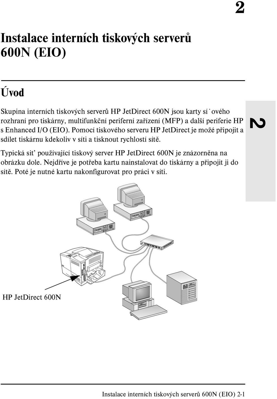 Pomocí tiskového serveru HP JetDirect je možé připojit a sdílet tiskárnu kdekoliv v síti a tisknout rychlostí sítě.