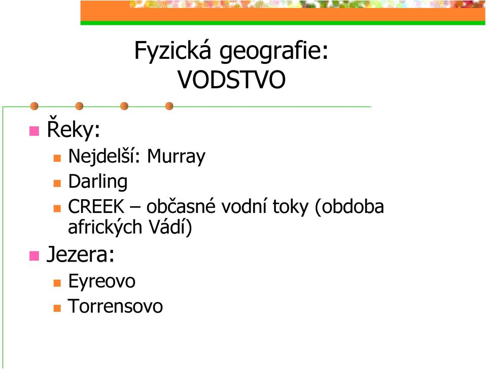 občasné vodní toky (obdoba