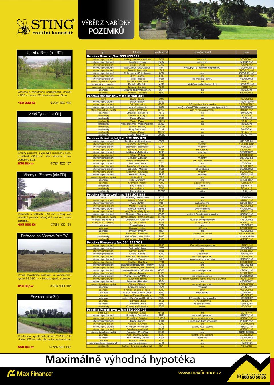 pr) Pozemek o velikosti 670 m 2, určený jako stavební parcela, inženýrské sítě na hranici pozemku. 495 000 Kč 724 100 131 Držovice na Moravě (okr.