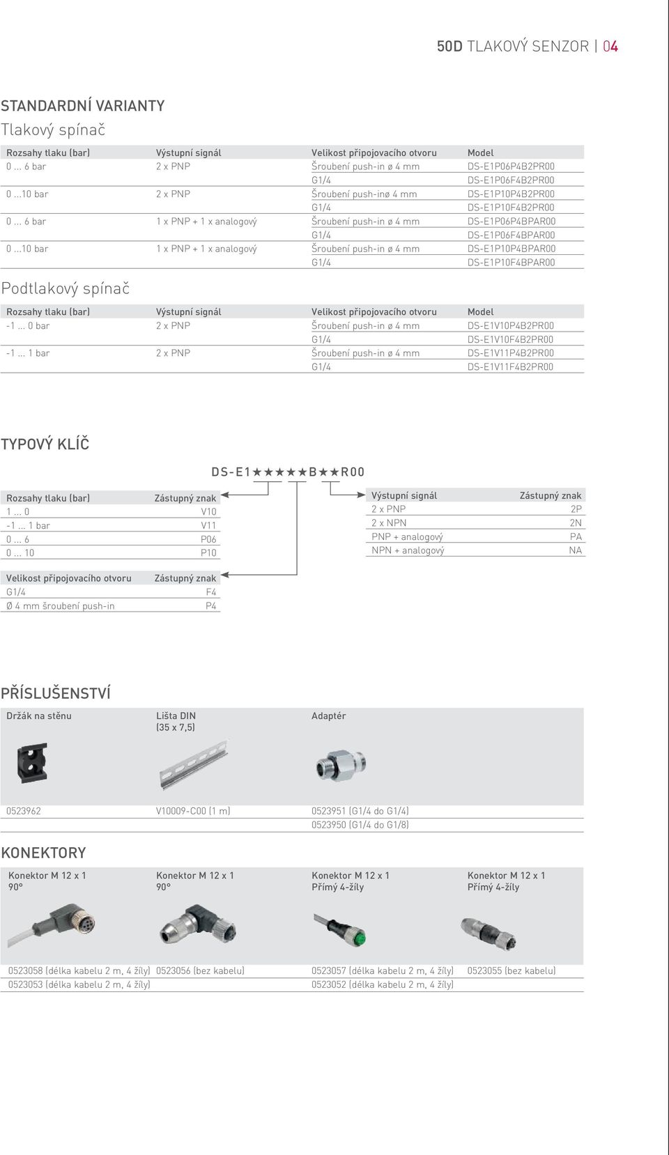 .. 6 bar 1 x PNP + 1 x analogový Šroubení push-in ø 4 mm DS-E1P06P4BPAR00 G1/4 DS-E1P06F4BPAR00 0.