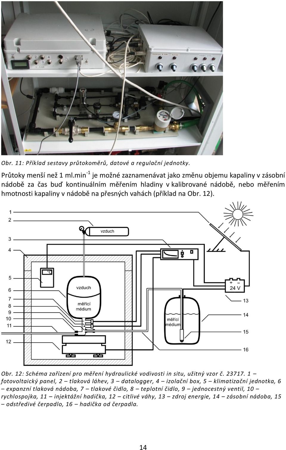 přesných vahách (příklad na Obr. 12). Obr. 12: Schéma zařízení pro měření hydraulické vodivosti in situ, užitný vzor č. 23717.