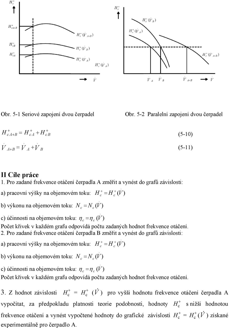 otáčení 2 Pro zadané frekvene otáčení čerpadla B změřit a vynést do grafů závislosti: a) praovní výšky na objemovém toku: H H V ) b) výkonu na objemovém toku: N N V ) ( ( ( ) účinnosti na objemovém