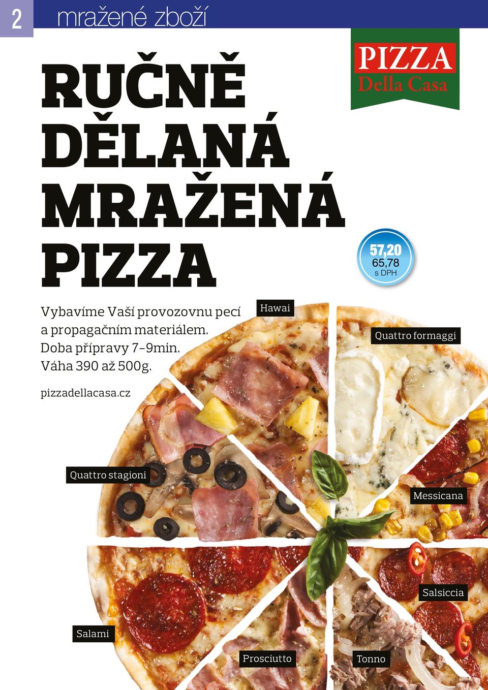 Doba přípravy 7-9min. Váha 390 až. pizzadellacasa.