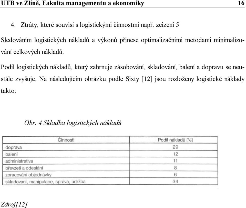 nákladů. Podíl logistických nákladů, který zahrnuje zásobování, skladování, balení a dopravu se neustále zvyšuje.