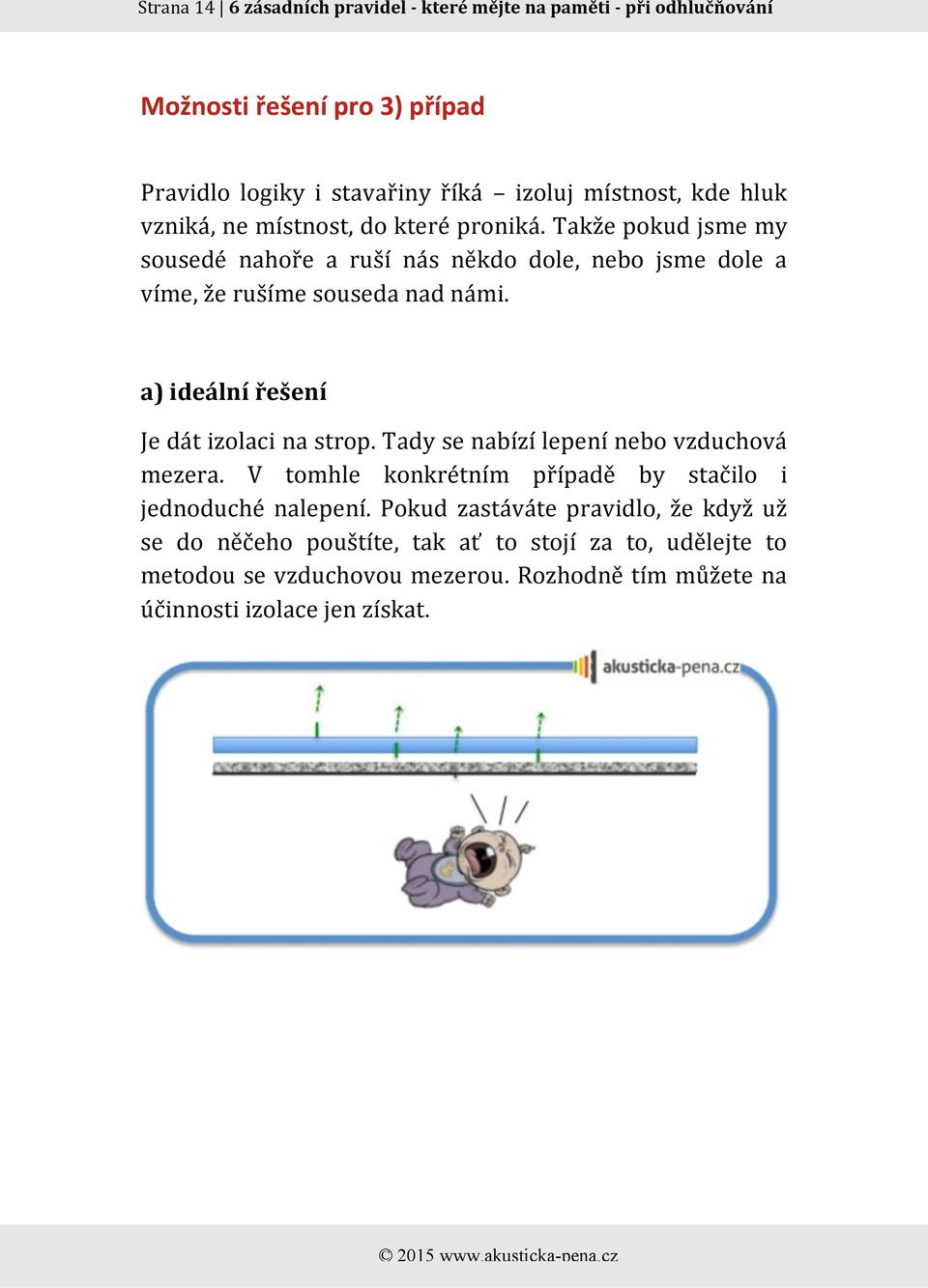 a) ideální řešení Je dát izolaci na strop. Tady se nabízí lepení nebo vzduchová mezera. V tomhle konkrétním případě by stačilo i jednoduché nalepení.