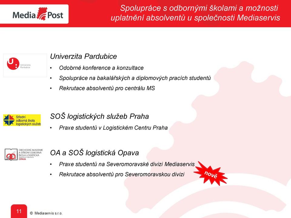 absolventů pro centrálu MS SOŠ logistických služeb Praha Praxe studentů v Logistickém Centru Praha OA a SOŠ