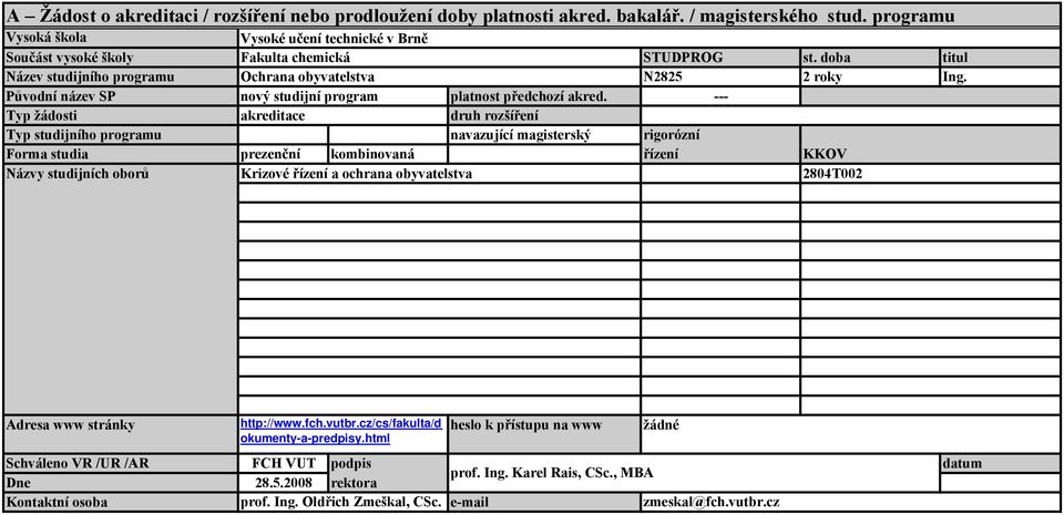 Původní název SP nový studijní program platnost předchozí akred.