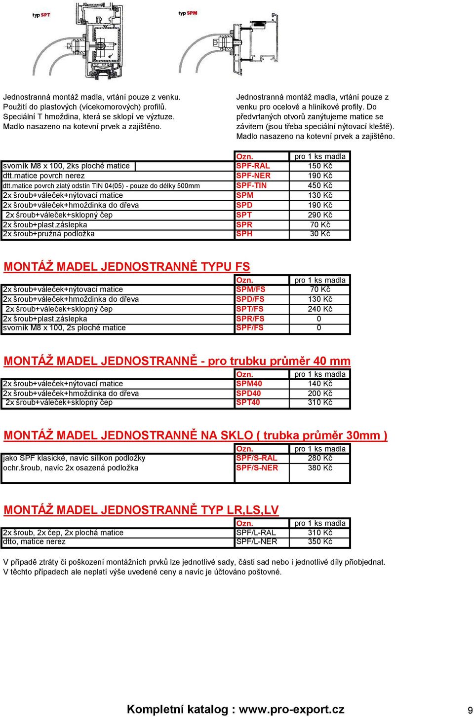 Madlo nasazeno na kotevní prvek a zajištěno. Ozn. pro 1 ks madla svorník M8 x 100, 2ks ploché matice SPF-RAL 150 Kč dtt.matice povrch nerez SPF-NER 190 Kč dtt.