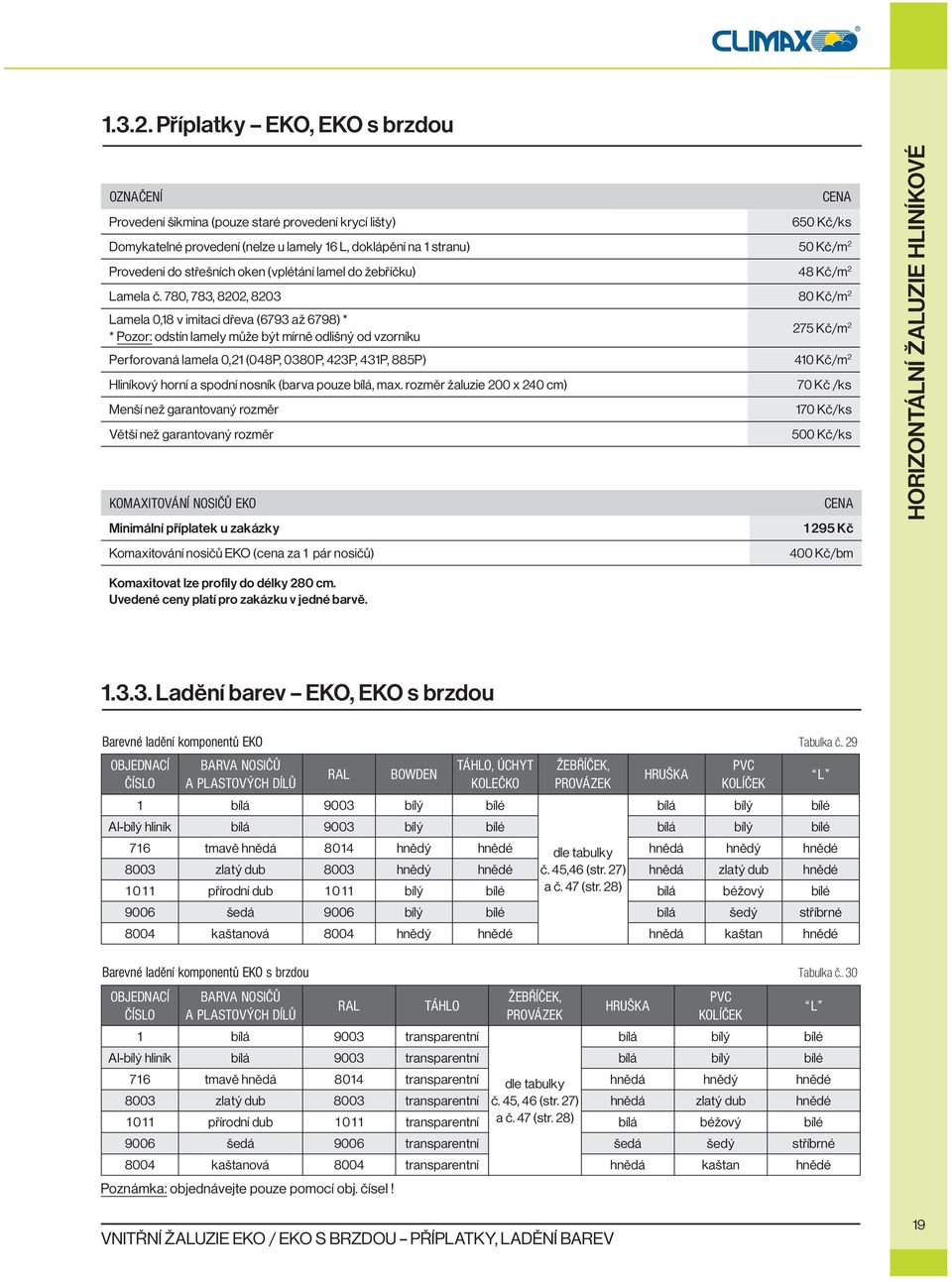 střešních oken (vplétání lamel do žebříčku) 48 Kč/m 2 Lamela č.