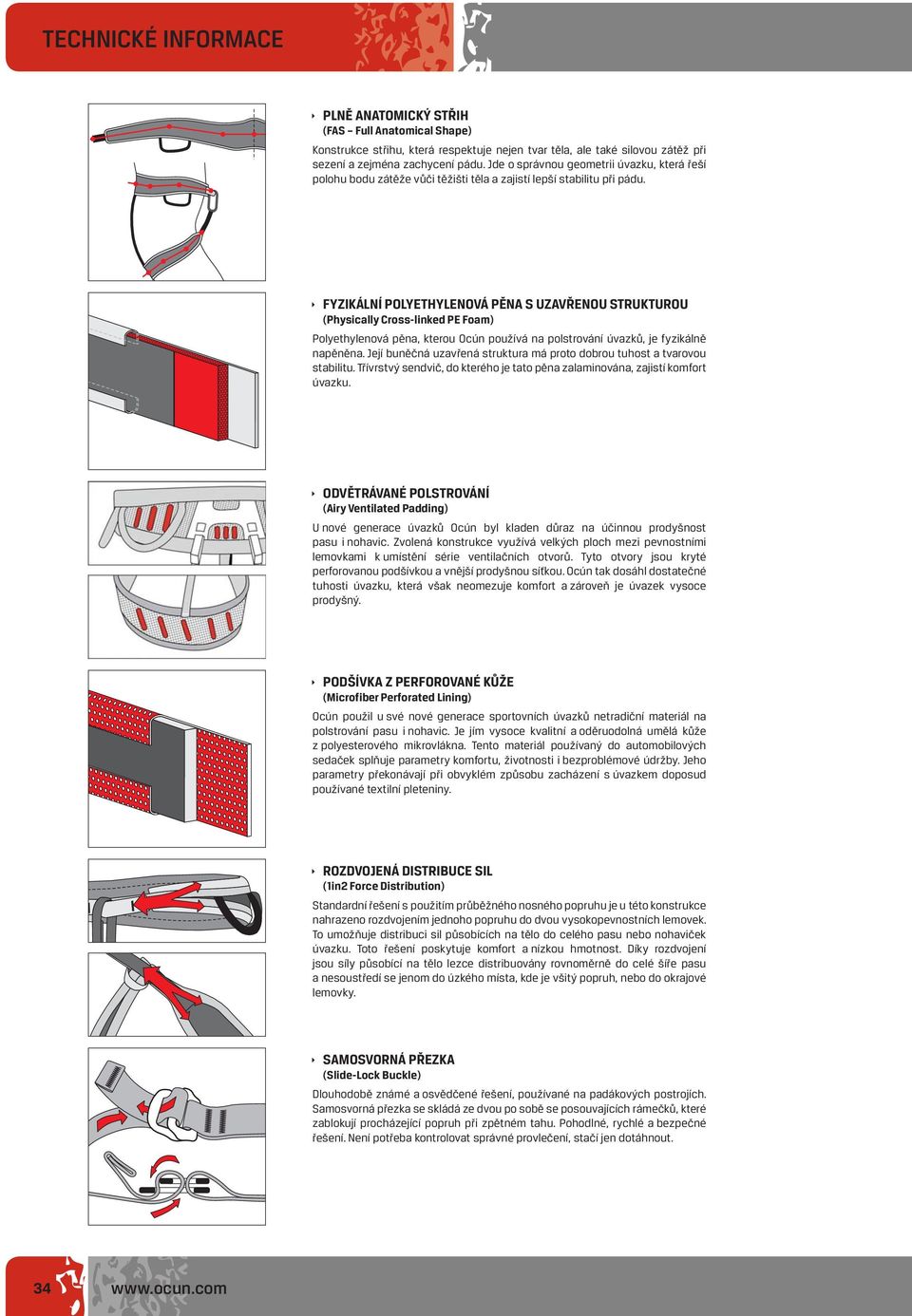 FYZIKÁLNÍ POLYETHYLENOVÁ PĚNA S UZAVŘENOU STRUKTUROU (Physically Cross-linked PE Foam) Polyethylenová pěna, kterou Ocún používá na polstrování úvazků, je fyzikálně napěněna.