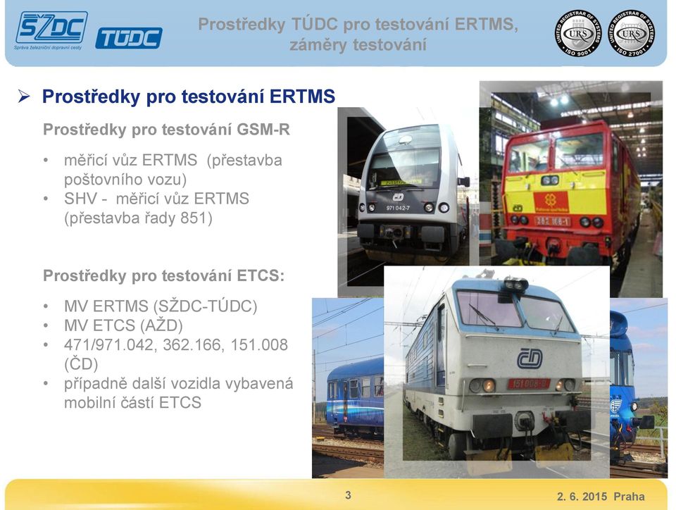 851) Prostředky pro testování ETCS: MV ERTMS (SŽDC-TÚDC) MV ETCS (AŽD)