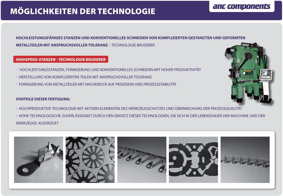 anspruchsvoller Toleranz - Formgebung von Metallteilen mit Nachdruck auf Präzision und Prozessstabilität Vorteile dieser Fertigung: - hochproduktive Technologie mit aktiven Elementen des