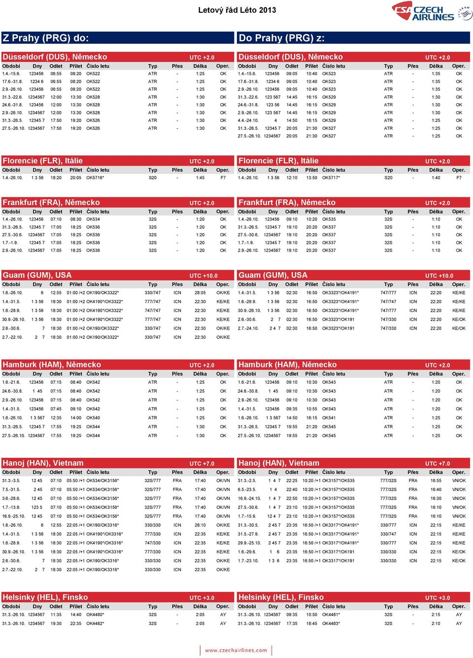 3.-22.6. 123 567 14:45 16:15 OK529 ATR - 1:30 OK 24.6.-31.8. 123456 12:00 13:30 OK528 ATR - 1:30 OK DUS24.6.-31.8. 123 56 14:45 16:15 OK529 ATR - 1:30 OK 2.9.-26.10.