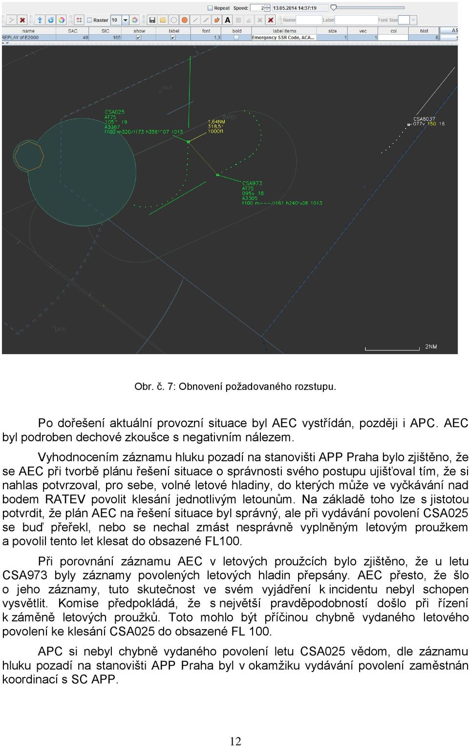 letové hladiny, do kterých může ve vyčkávání nad bodem RATEV povolit klesání jednotlivým letounům.