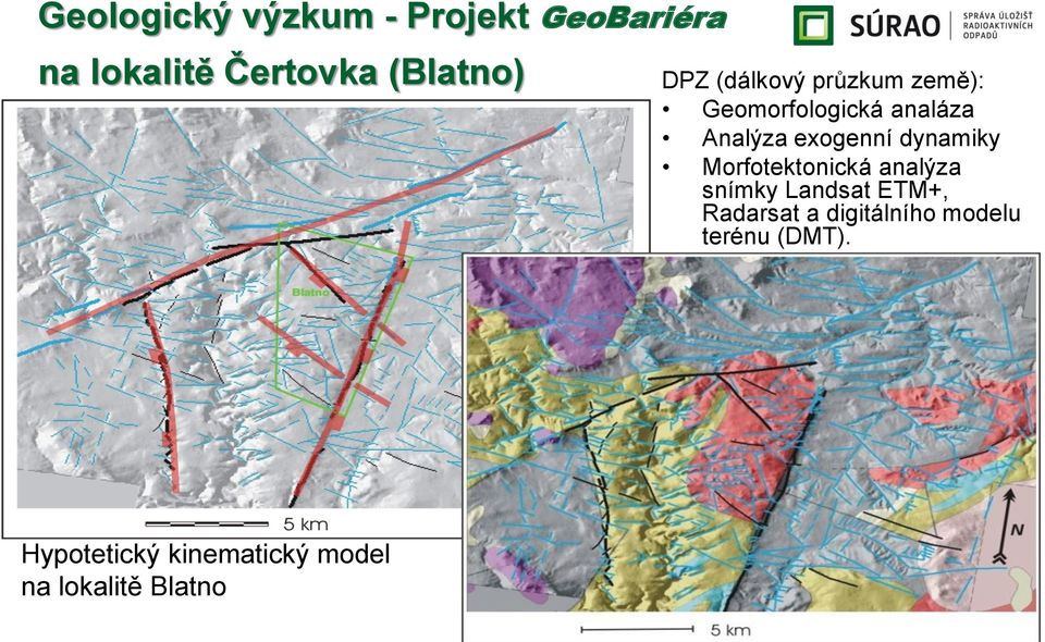 dynamiky Morfotektonická analýza snímky Landsat ETM+, Radarsat a