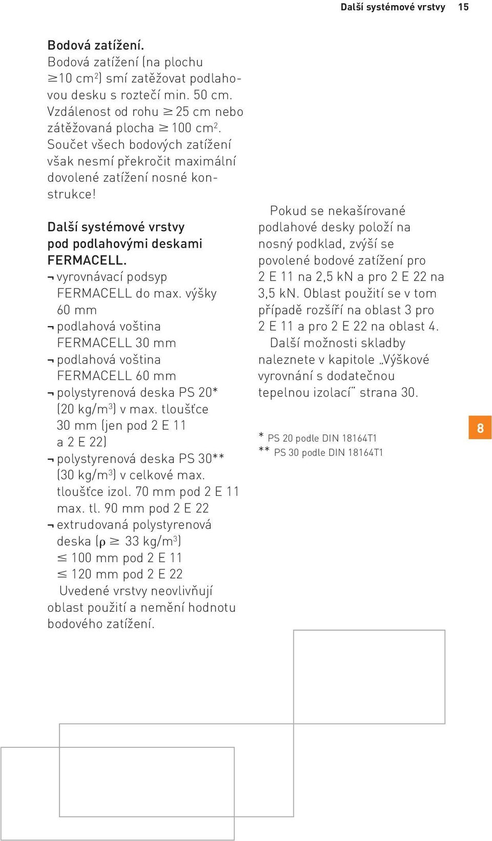 výšky 60 mm podlahová voština FERMACELL 30 mm podlahová voština FERMACELL 60 mm polystyrenová deska PS 20* (20 kg/m 3 ) v max.