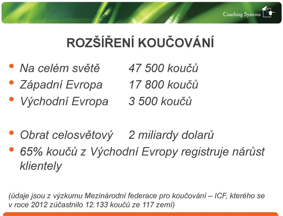 Východní Evropy registruje nárůst klientely (údaje jsou z výzkumu Mezinárodní