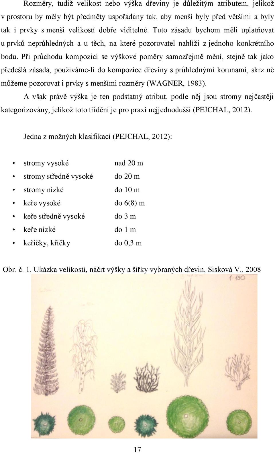 Při průchodu kompozicí se výškové poměry samozřejmě mění, stejně tak jako předešlá zásada, používáme-li do kompozice dřeviny s průhlednými korunami, skrz ně můžeme pozorovat i prvky s menšími rozměry