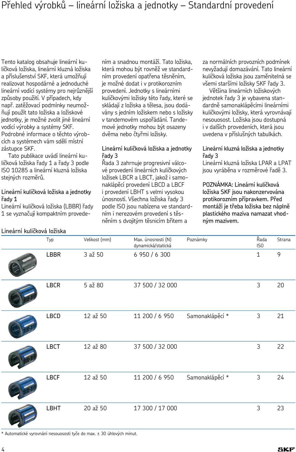 zatěžovací podmínky neumožňují použít tato ložiska a ložiskové jednotky, je možné zvolit jiné lineární vodící výrobky a systémy SKF.