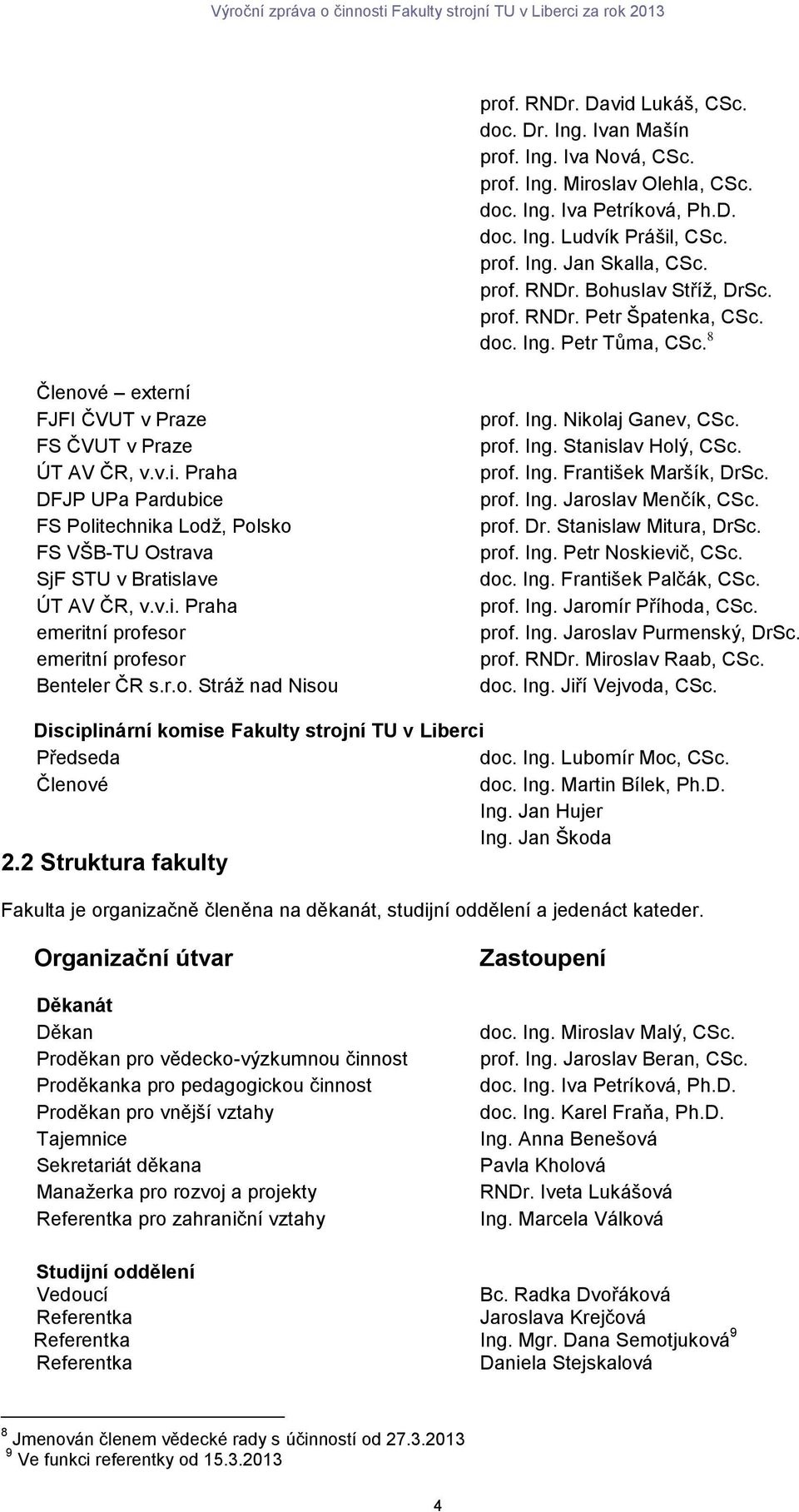 Praha DFJP UPa Pardubice FS Politechnika Lodž, Polsko FS VŠB-TU Ostrava SjF STU v Bratislave ÚT V ČR, v.v.i. Praha emeritní profesor emeritní profesor Benteler ČR s.r.o. Stráž nad Nisou prof. Ing.