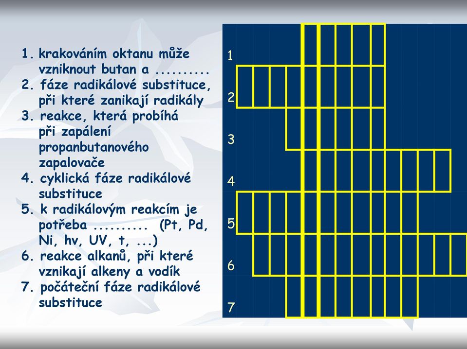 reakce, která probíhá při zapálení propanbutanového zapalovače 4.